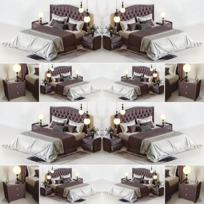 现代简欧双人床床具组合