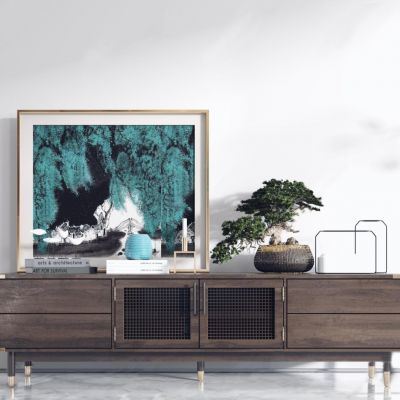 新中式电视柜摆件组合