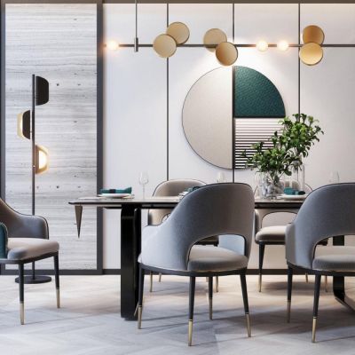 现代轻奢餐桌椅组合