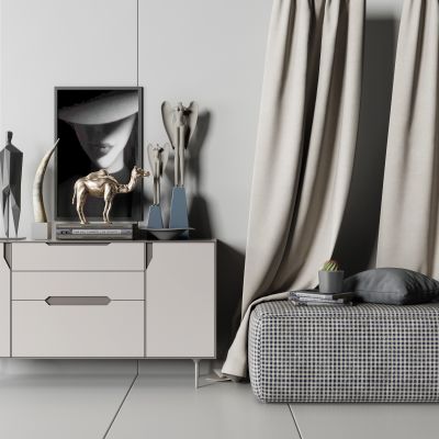 现代边柜摆件组合