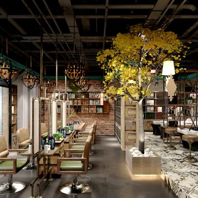 工业风美发理发店椅子洗发椅子树