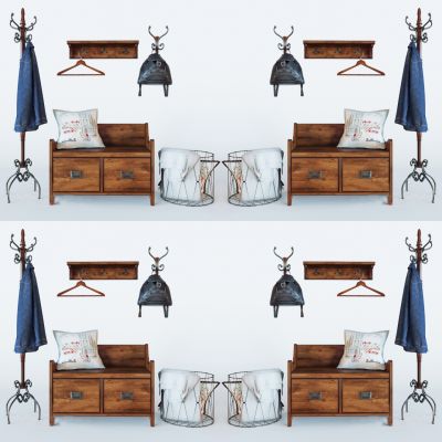 现代边柜衣服挂件组合