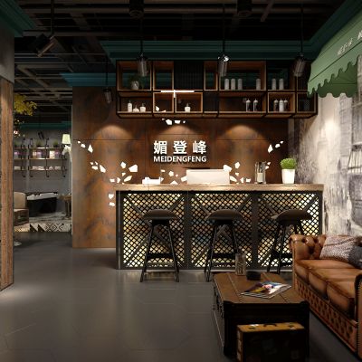 工艺风工业风美发理发店前台