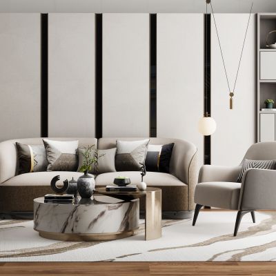 现代轻奢沙发茶几组合