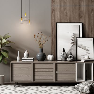 现代电视柜摆件组合