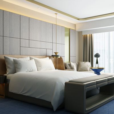 现代新中式简欧客房床