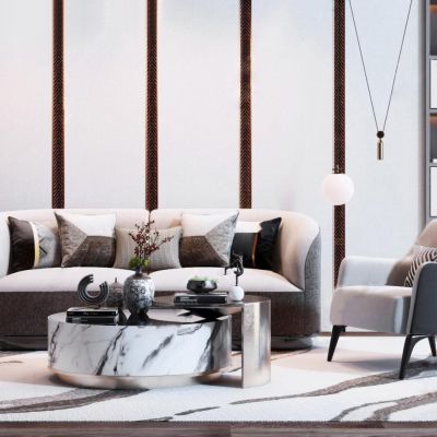 现代轻奢沙发茶几组合3D模型