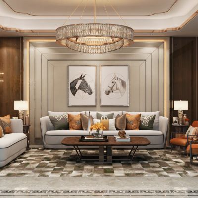 现代轻奢沙发茶几组合