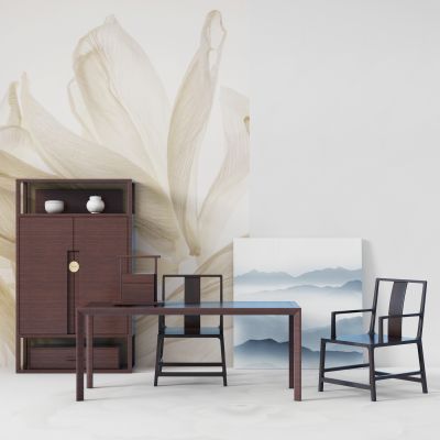 新中式书桌椅组合