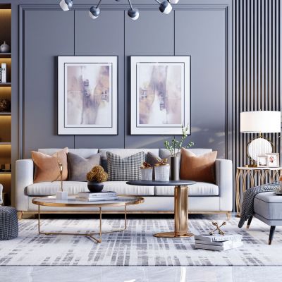 现代轻奢沙发摆件组合