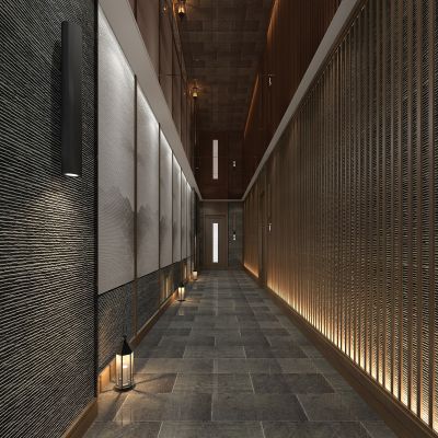 新中式东南亚餐饮包间会所走廊