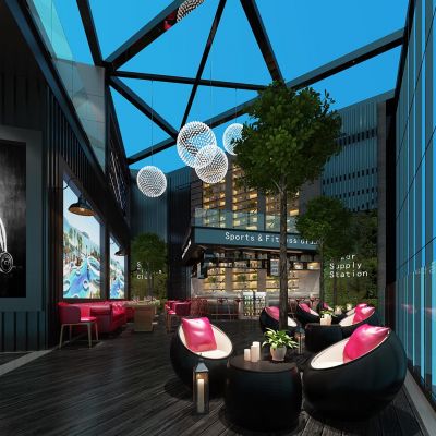 现代酒吧娱乐会所酒吧台吧椅子树