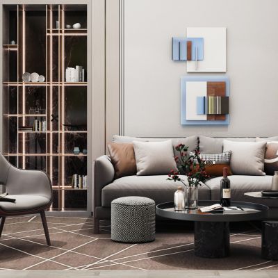 现代轻奢沙发茶几组合