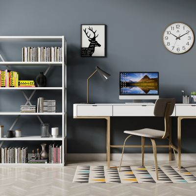 现代书桌椅书柜装饰柜组合