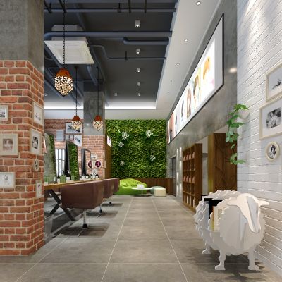 工业风理发店绵阳书架休闲椅