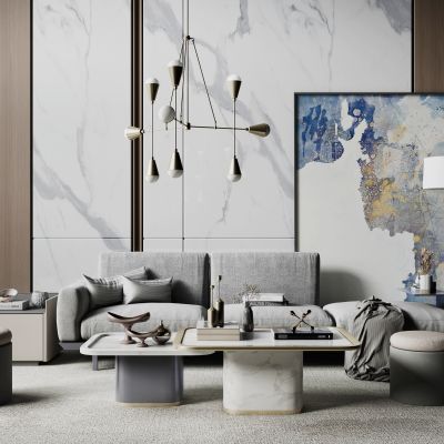 现代轻奢沙发茶几组合