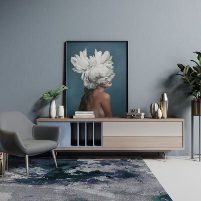 现代北欧单椅电视柜摆件组合