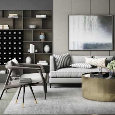 现代轻奢沙发茶几组合