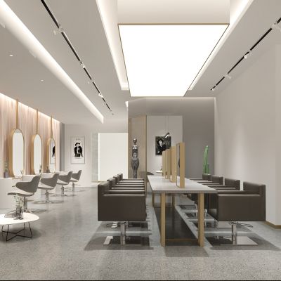 现代理发店洗剪区理发椅