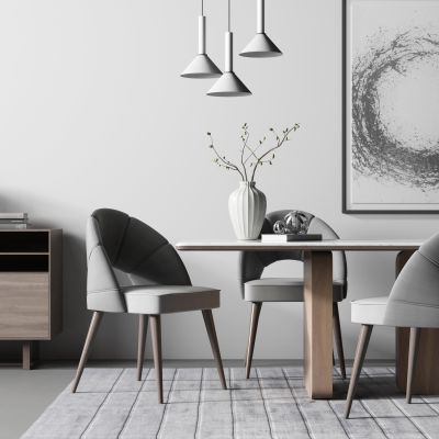 现代餐桌椅边柜组合