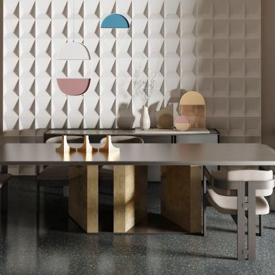 现代轻奢餐桌椅组合