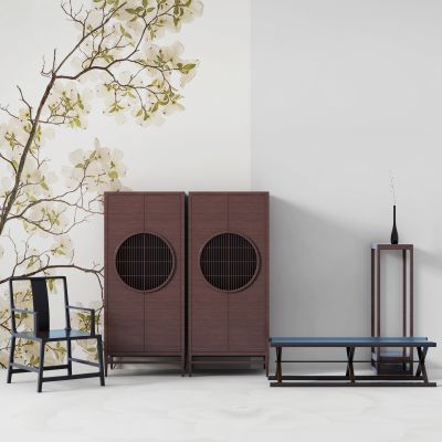 新中式椅子凳子边柜组合