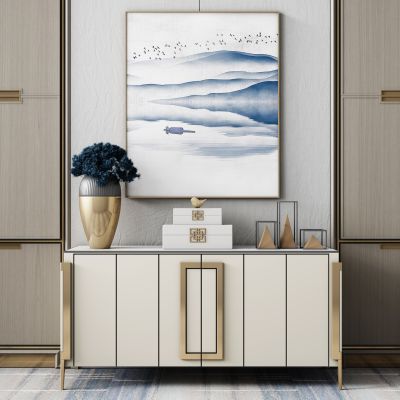 现代轻奢边柜摆件组合