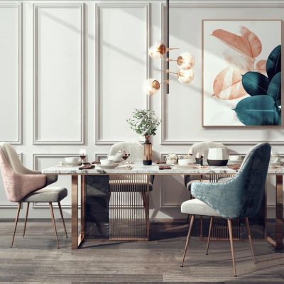 现代轻奢餐桌椅组合