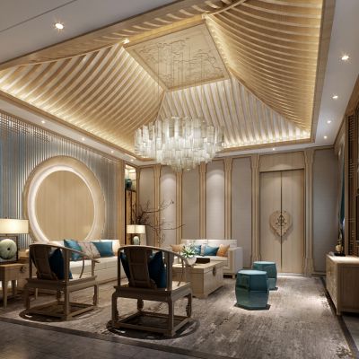 新中式总统套客厅