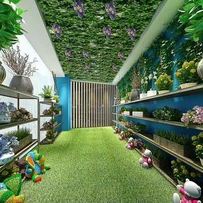 现代娱乐室花房植物