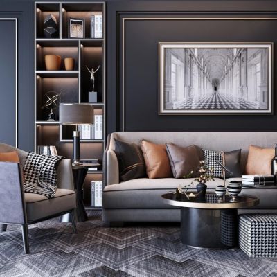 现代轻奢沙发茶几组合