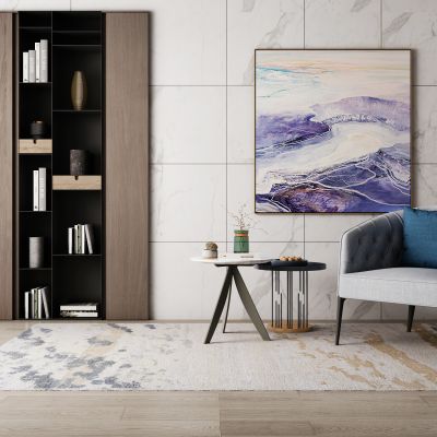 现代单人沙发边几组合