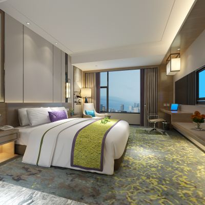 新中式酒店宾馆客房大床房