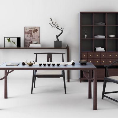 新中式书桌餐桌椅组合