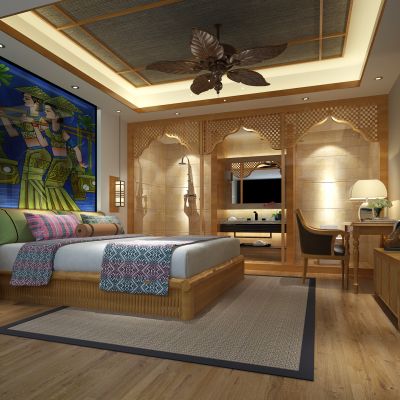 泰式东南亚酒店spa按摩客房风扇灯