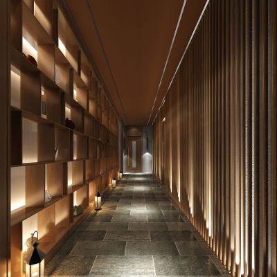 新中式餐饮包间会所走廊