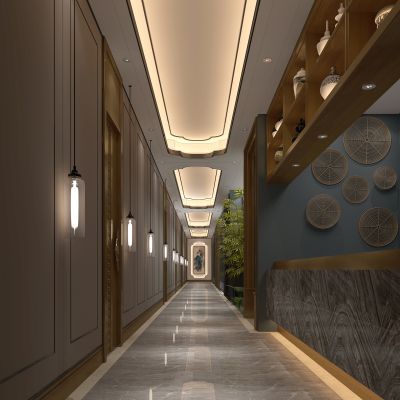 新中式餐饮包间走廊