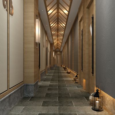 新中式东南亚餐饮包间会所走廊