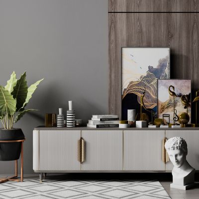 现代边柜摆件组合