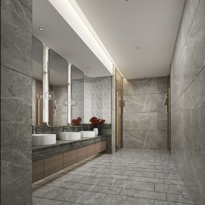 现代公共卫生间台上盆