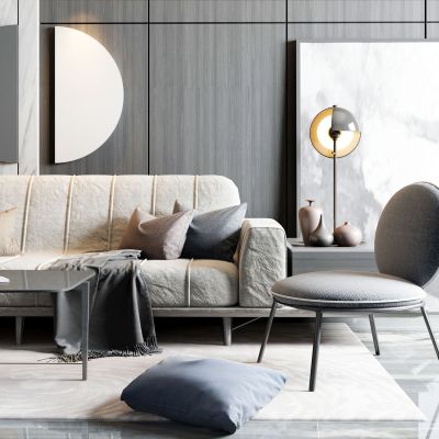 现代简约布艺沙发单椅组合