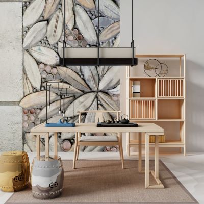 新中式书桌椅组合