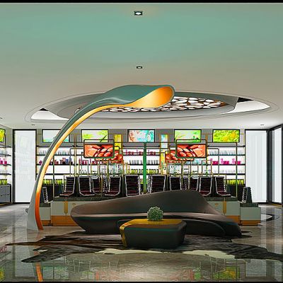 办公休闲等后区化妆品展柜展架休闲沙发