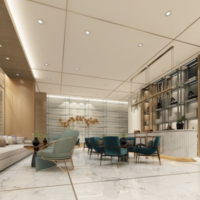 现代新中式售楼处大厅接待区