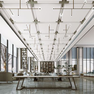 新中式现代售楼处大堂休闲