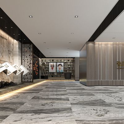 现代新中式售楼处景观区