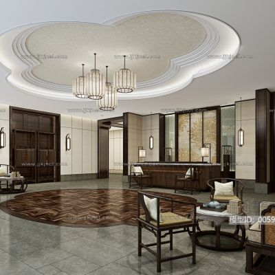 中式前台服务台接待大厅