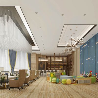 新中式售楼处休闲洽谈区儿童区3D模型