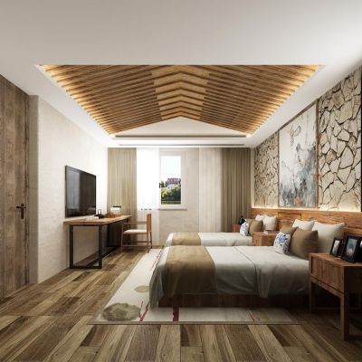 新中式民俗民宿酒店客房标准间双人间