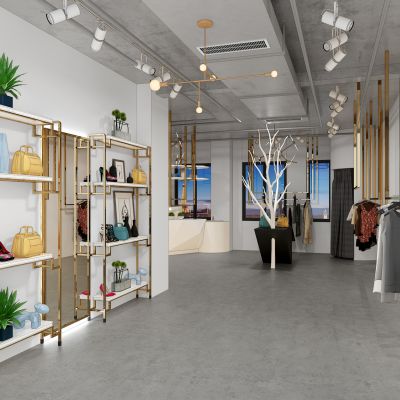 现代服装店货柜展架